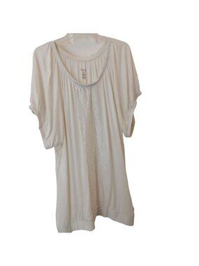 Lane Bryant Women's 26/28 Tunic Top Ivory Lace Trim Rayon Spandex #D-34